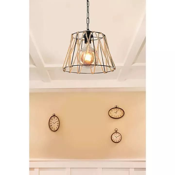 Ceiling light PWL-1114 pakoworld Ε27 black-beige 30x20cm
