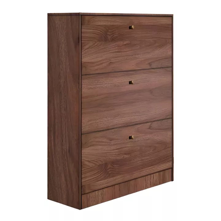 Warat 3 shoe Cabinet pakoworld lpl in walnut color 80x24x112cm