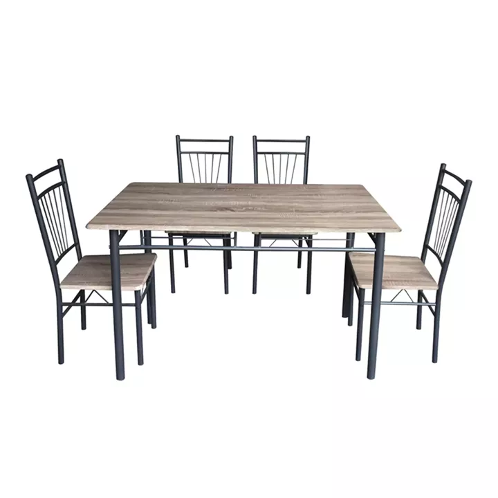 Dining set Roza I pakoworld 5pcs in natural color with white metal legs 110x68x75cm