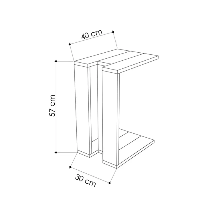 End table Muju pakoworld oak-anthracite 40x30x57cm