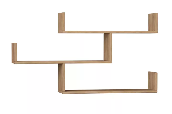 Ραφιέρα τοίχου Tiber pakoworld χρώμα φυσικό 120x22x67εκ