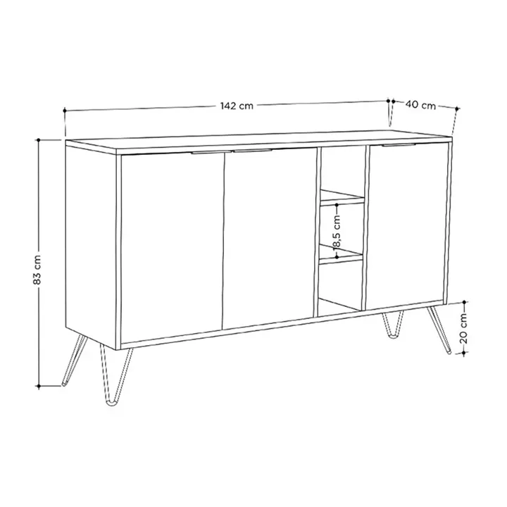 Buffet Clara pakoworld in light oak 142x35.5x83cm