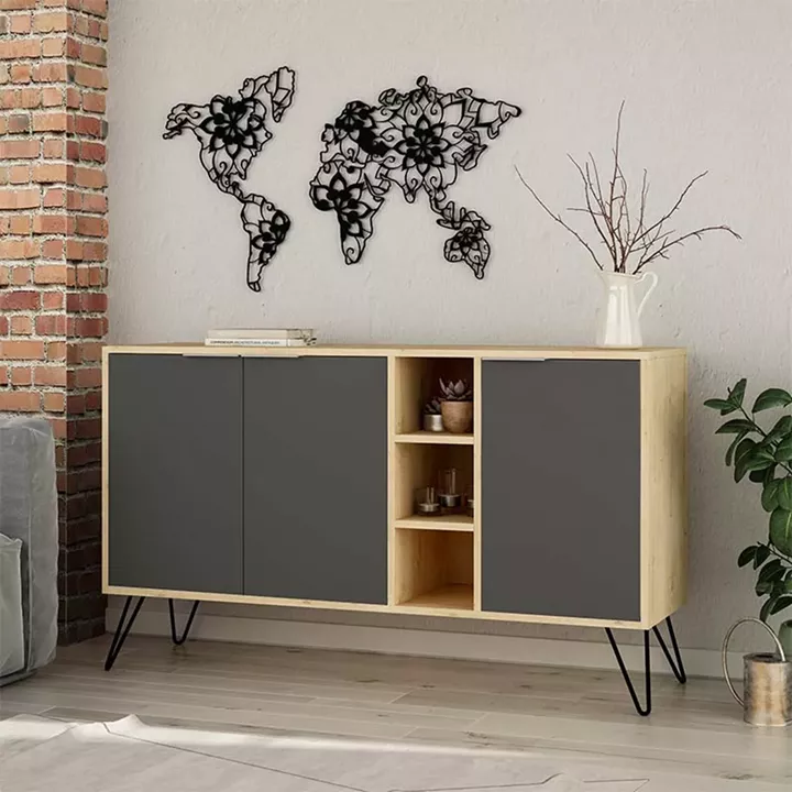 Buffet Clara pakoworld in oak - dark grey color 142x35.5x83cm