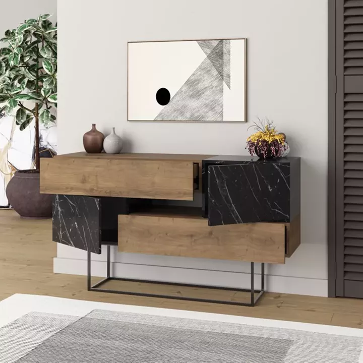 Buffet Roberta pakoworld black-walnut marble 145x40x82cm