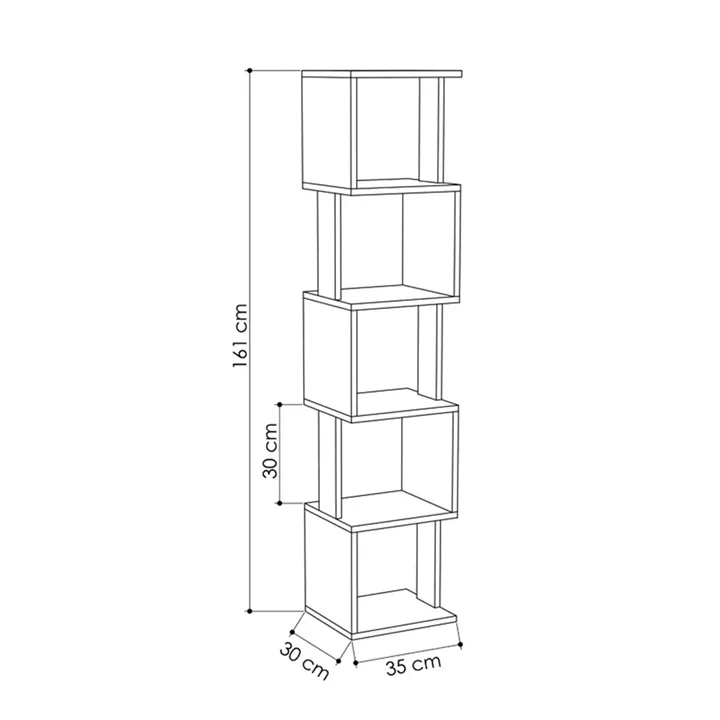 Bookcase - Column Piri pakoworld natural-white 35x30x161cm