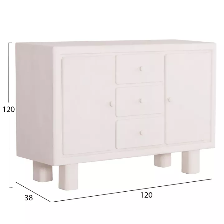 BUFFET SERIES SANTORINI HM18048 MDF IN OFF-WHITE COLOR-3 DRAWERS & 2 DOORS 120x38x80Hcm.