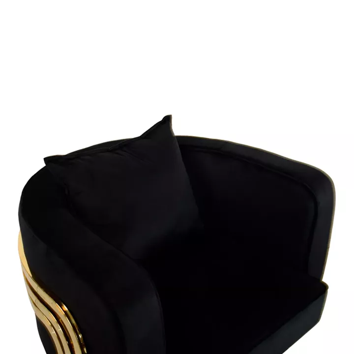 Roblu pakoworld armchair gold metal and velvet fabric in black shade 72x77.4x70cm