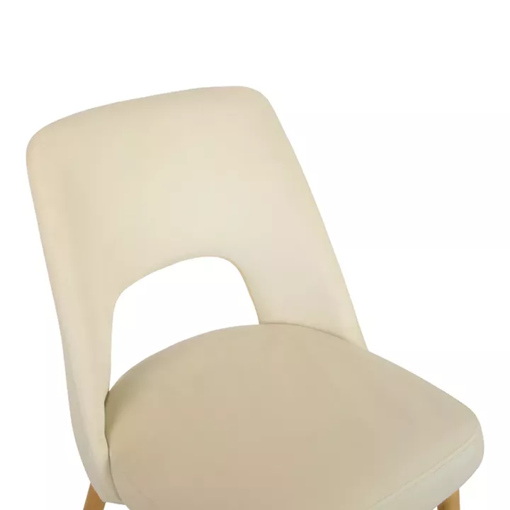 Murde chair pakoworld beige velvet fabric and metal legs in a natural shade 48.5x61x89cm