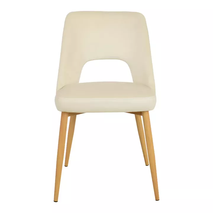 Murde chair pakoworld beige velvet fabric and metal legs in a natural shade 48.5x61x89cm