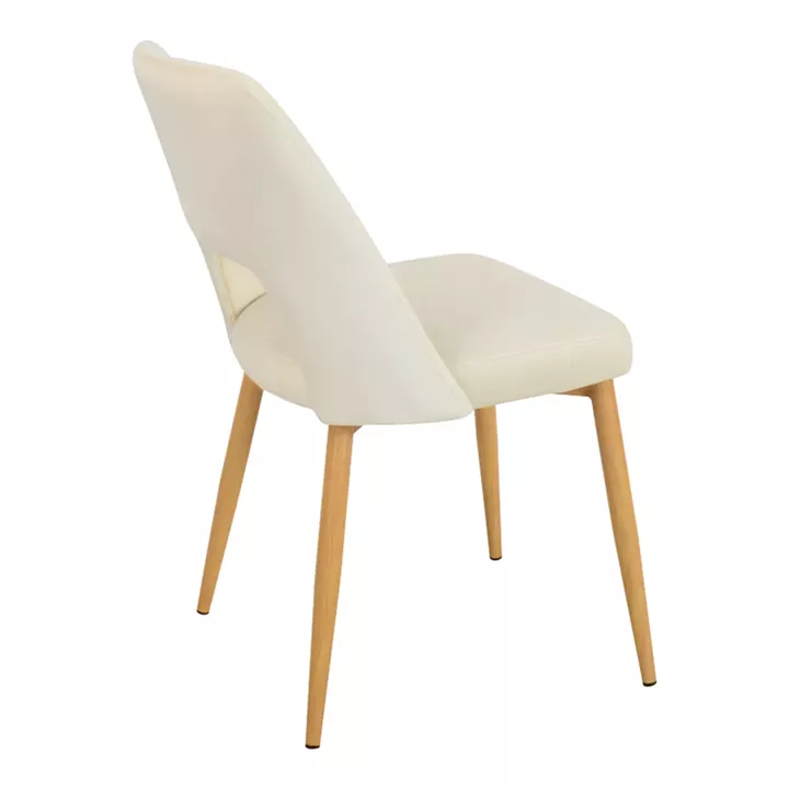 Murde chair pakoworld beige velvet fabric and metal legs in a natural shade 48.5x61x89cm