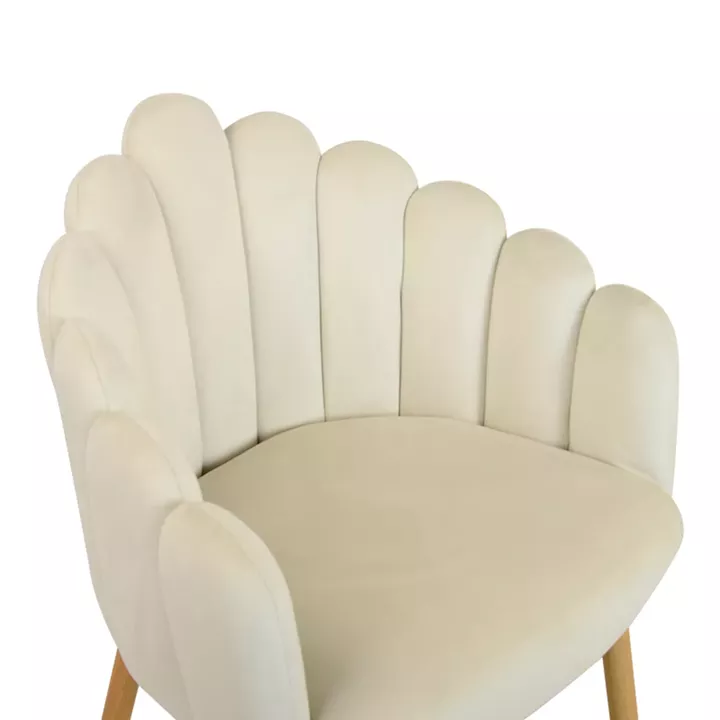 Πολυθρόνα Briella pakoworld εκρού βελούδο ύφασμα και μεταλλικά πόδια σε φυσική απόχρωση 60x56x84εκ