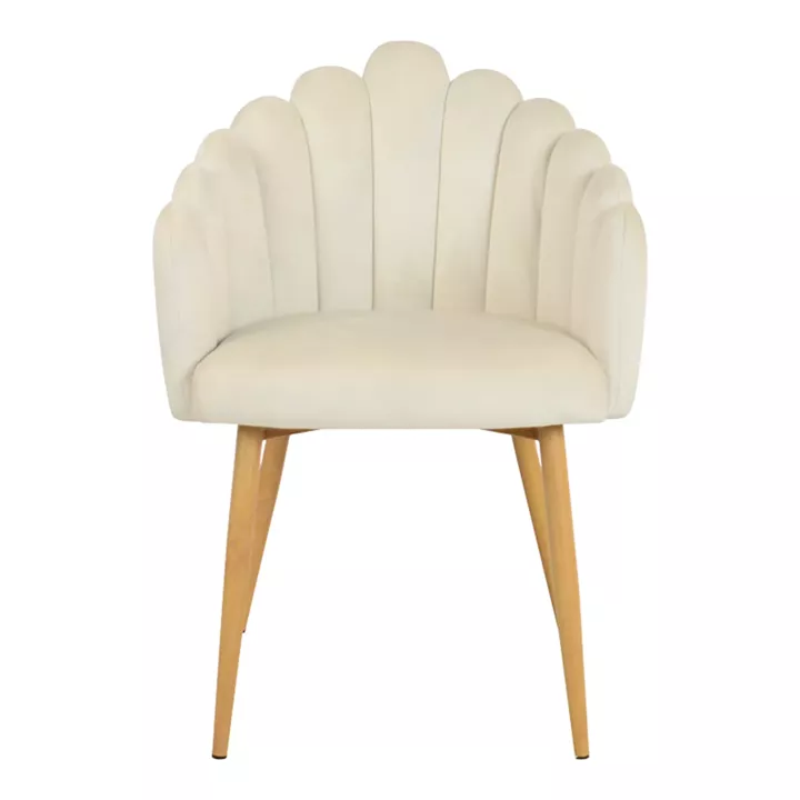 Πολυθρόνα Briella pakoworld εκρού βελούδο ύφασμα και μεταλλικά πόδια σε φυσική απόχρωση 60x56x84εκ