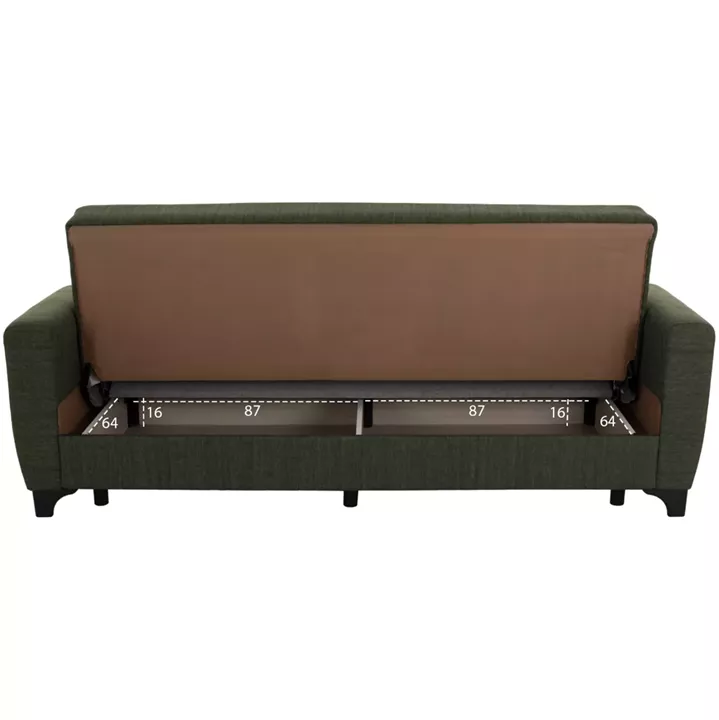 HM3242.05, 3-SEATER SOFA-BED, TALL BACK, DARK OLIVE, 215x84x88cm