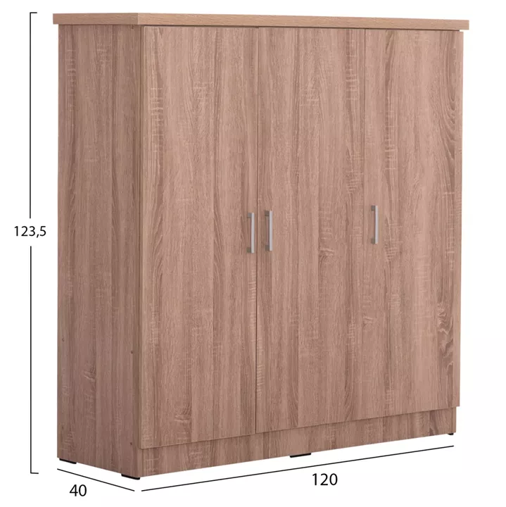WARDROBE 3-LEAF WITH SHELVES BAILEY HM2482.01 MELAMINE IN SONAMA OAK 120-116x40x123.5Hcm