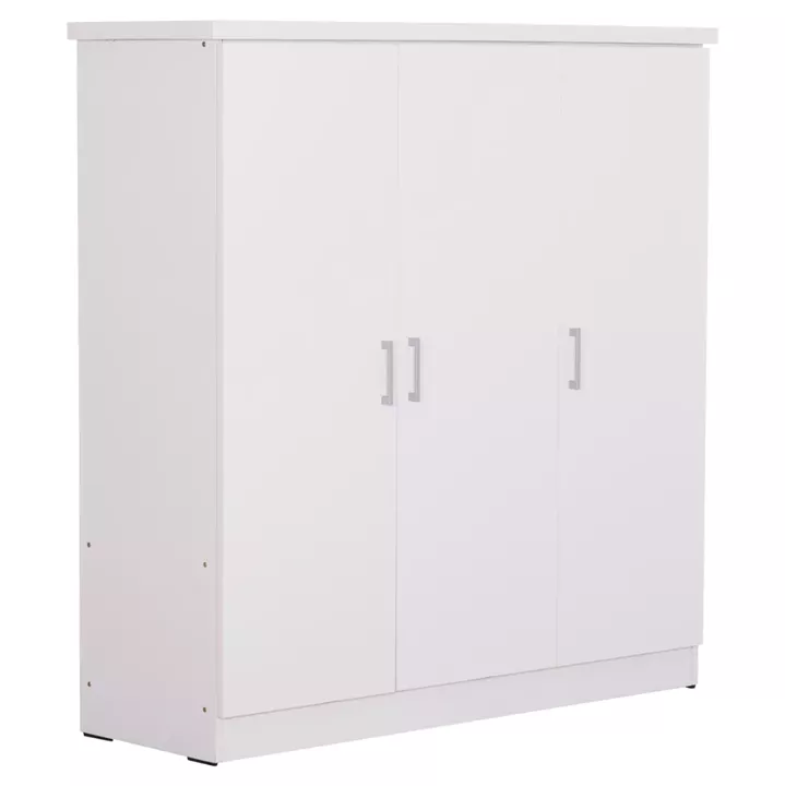 WARDROBE 3-LEAF WITH SHELVES BAILEY HM2482.02 MELAMINE IN WHITE 120-116x40x123.5Hcm
