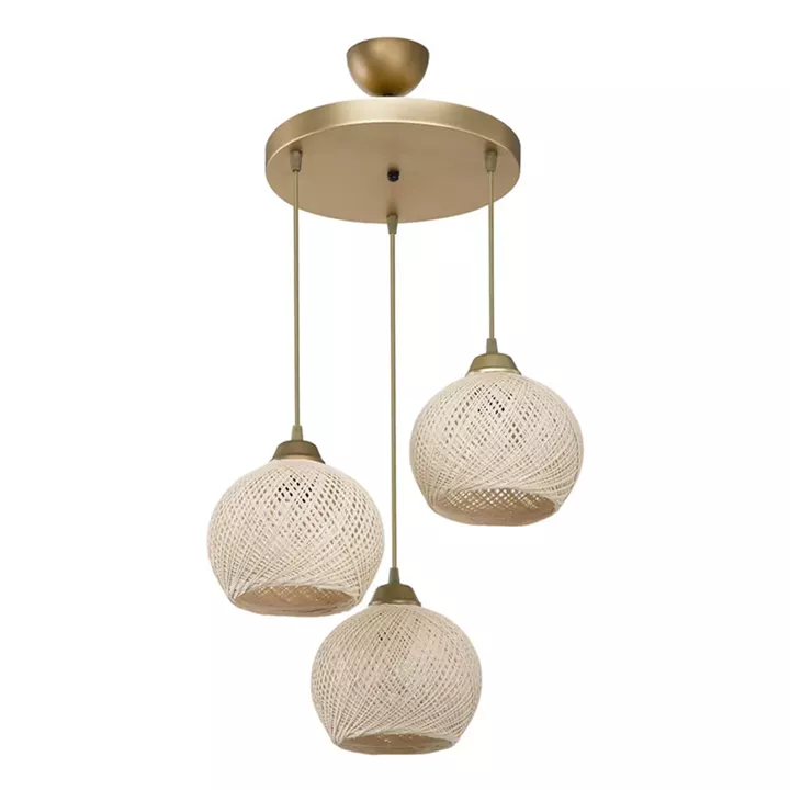 Ceiling light PWL-1121 pakoworld Ε27 cream-gold D40x75cm