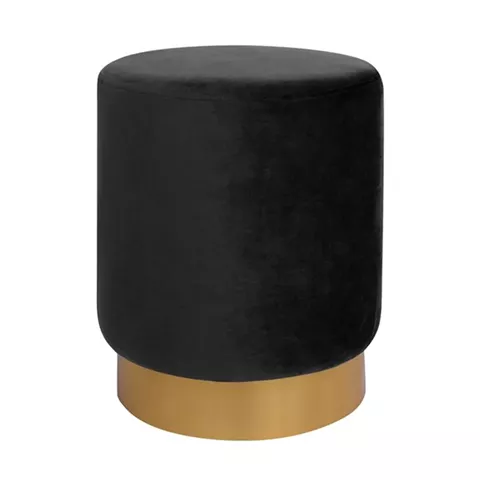 Stool Levy HM8408.04 Black Velvet with gold base D35x43 cm.