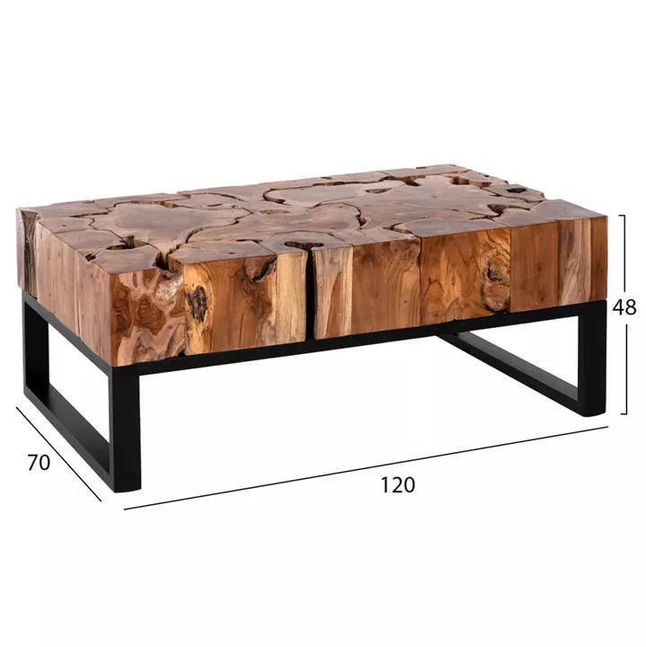 COFFEE TABLE FB99355 RECTANGULAR SOLID TEAK NATURAL 120X70X48H