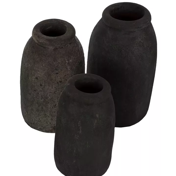 DECOR VASES 3PCS HM7711 TERRACOTTA FOSSIL GREY
