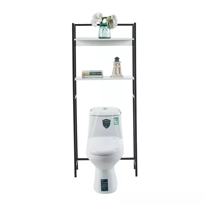 BATHROOM RACK HYGI HM18072.02 METAL FRAME IN BLACK-MDF SHELVES IN WHITE 64x25x156Hcm.