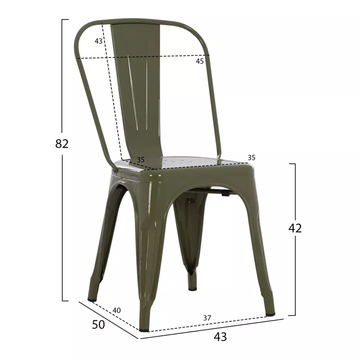 DINING CHAIR MELITA HM8641.43 METAL IN DARK OLIVE GREEN 43x50x82Hcm.