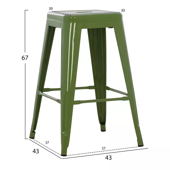ΣΚΑΜΠΟ ΜΕΣΑΙΟΥ ΥΨΟΥΣ ΜΕΤΑΛΛΙΚΟ MELITA HM8573.53 ΣΕ LIGHT OLIVE GREEN 43x43x67Υεκ.