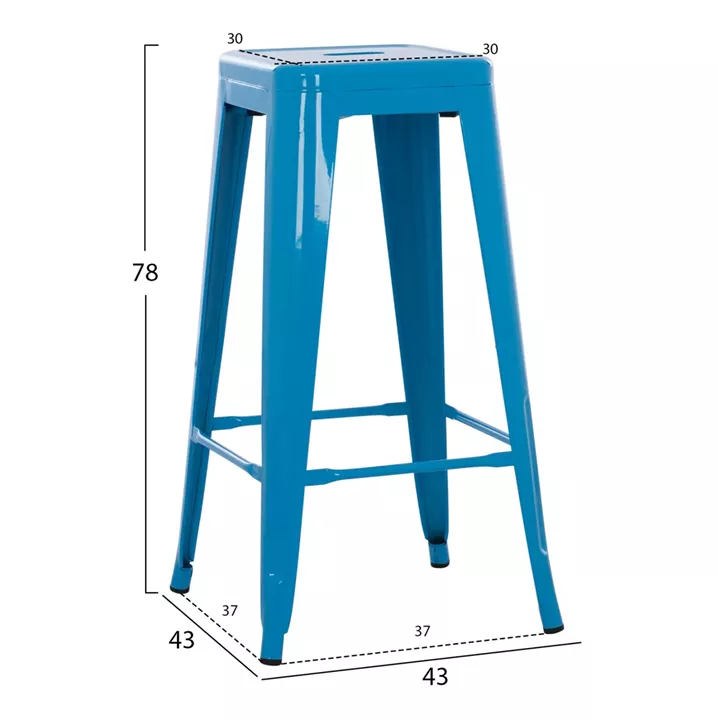 ΣΚΑΜΠΟ ΜΠΑΡ ΜΕΤΑΛΛΙΚΟ MELITA HM8642.48 ΣΕ ΜΠΛΕ 43x43x78Υεκ.