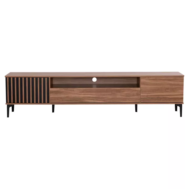TV FURNITURE SERIES HARRY HM18008.01 MELAMINE IN NATURAL WOOD COLOR AND BLACK 200x40x47,5Hcm.