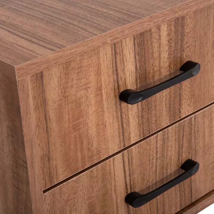 NIGHTSTAND SERIES HARRY HM2487.01 MELAMINE IN NATURAL WOOD COLOR-BLACK 55x43x48Hcm.