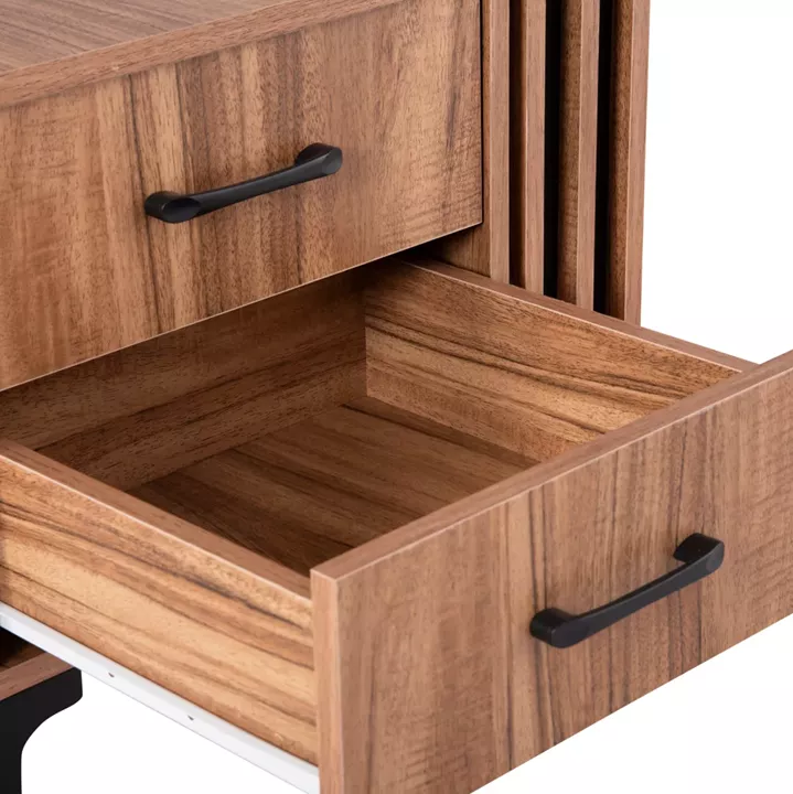 NIGHTSTAND SERIES HARRY HM2487.01 MELAMINE IN NATURAL WOOD COLOR-BLACK 55x43x48Hcm.