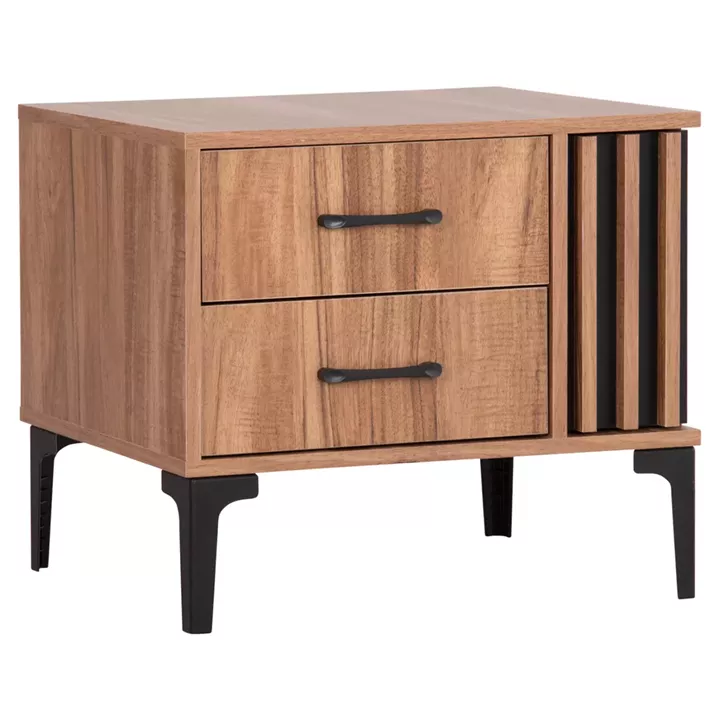 NIGHTSTAND SERIES HARRY HM2487.01 MELAMINE IN NATURAL WOOD COLOR-BLACK 55x43x48Hcm.