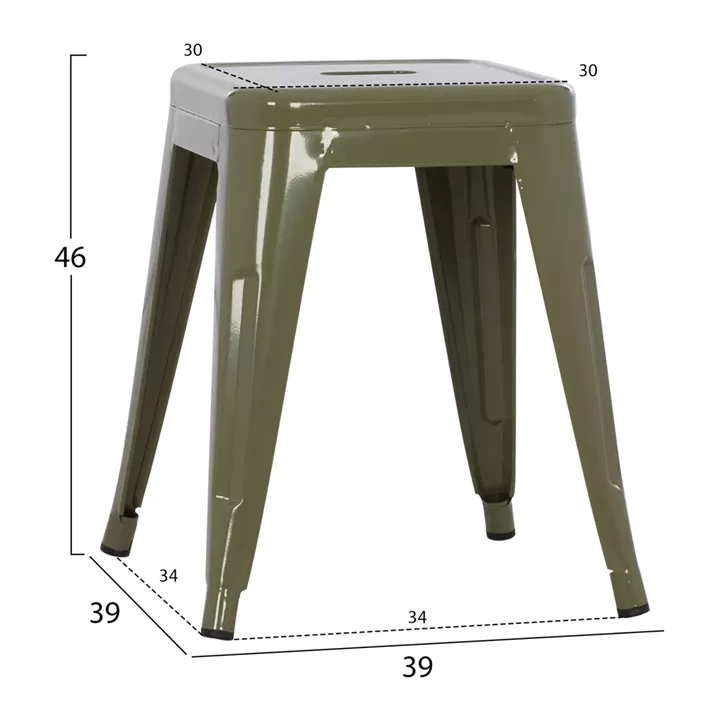 STOOL MELITA HM0096.43 METAL IN DARK OLIVE COLOR 39x39x46Hcm.