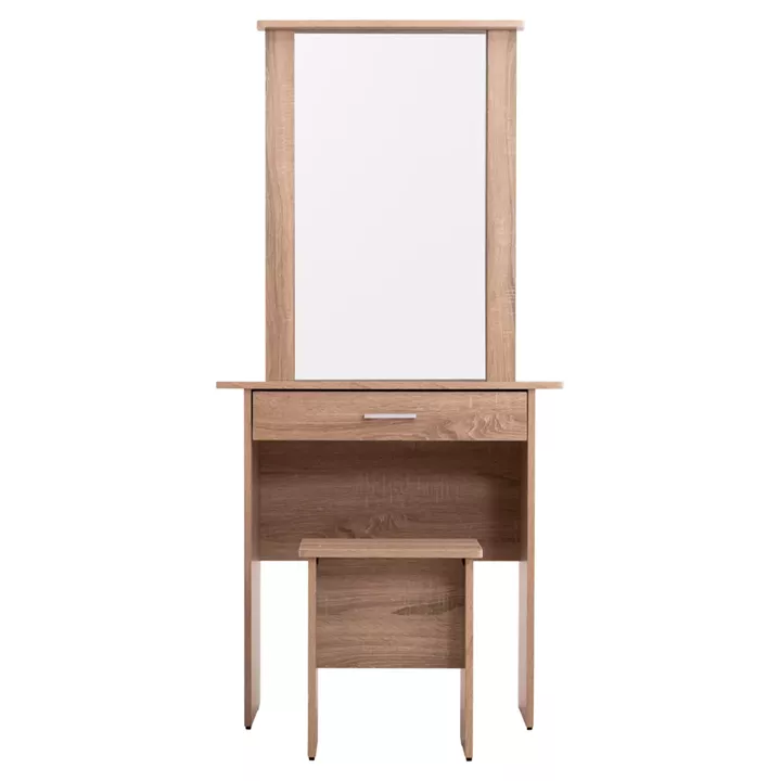 DRESSING TABLE WITH MIRROR & STOOL CRYSTEL HM9938.11 MELAMINE IN SONAMA OAK 74x39x155Hcm.