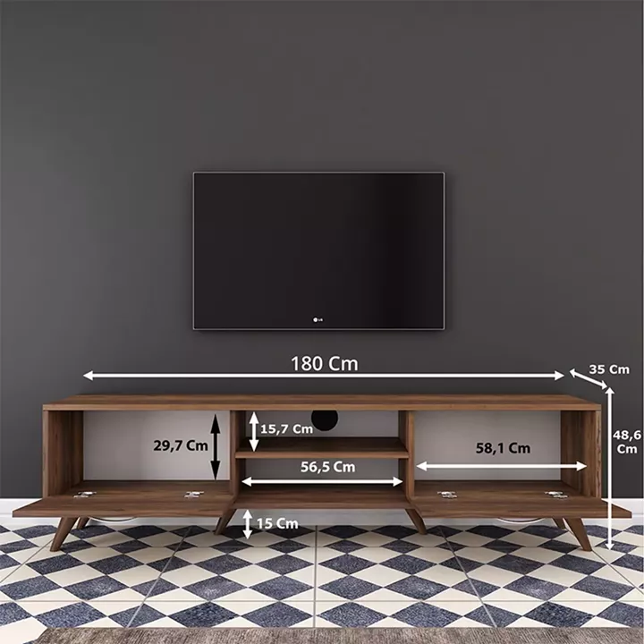 Tv unit Sabian pakoworld in walnut 180x35x48,5cm