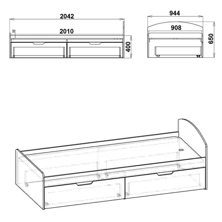 Regan pakoworld white bed storage space 90x200cm