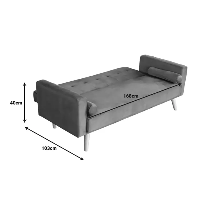 Sofa-bed Success pakoworld 3-seater velvet fabric in anthracite shade 190x80x84cm