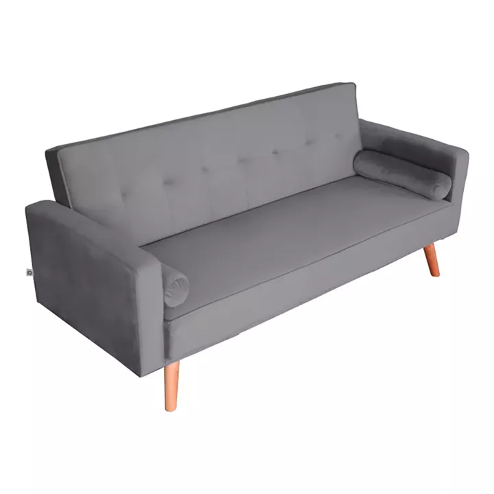 Sofa-bed Success pakoworld 3-seater velvet fabric in anthracite shade 190x80x84cm