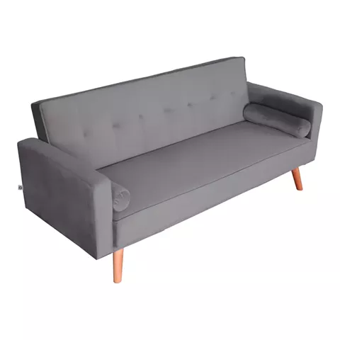 Sofa-bed Success pakoworld 3-seater velvet fabric in anthracite shade 190x80x84cm