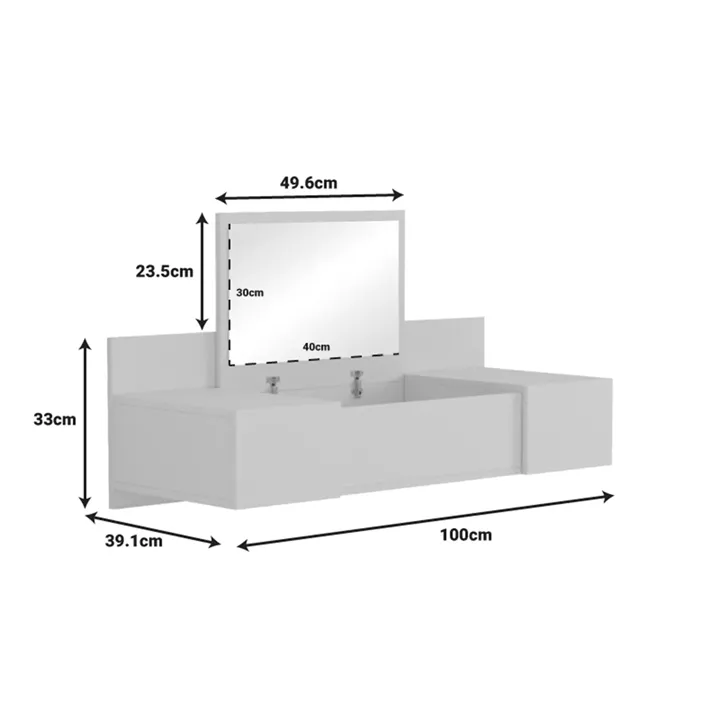 Dressing table Paltar pakoworld melamine in white color 100x39.1x33cm