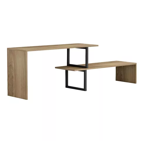 Tv stand Lilant pakoworld melamine board in sonoma color and black metal leg 160x30x45cm