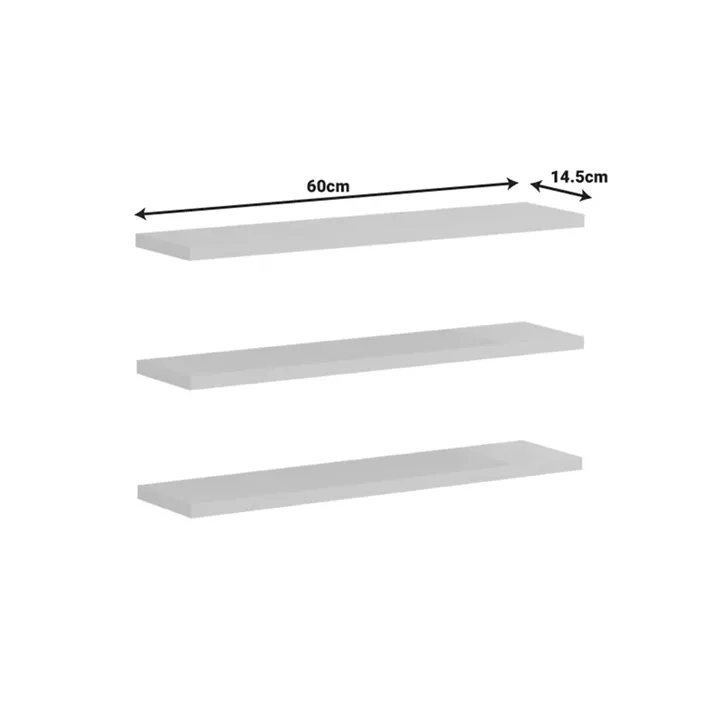 Divar pakoworld wall shelf in grey color 60x14.5x1.8cm