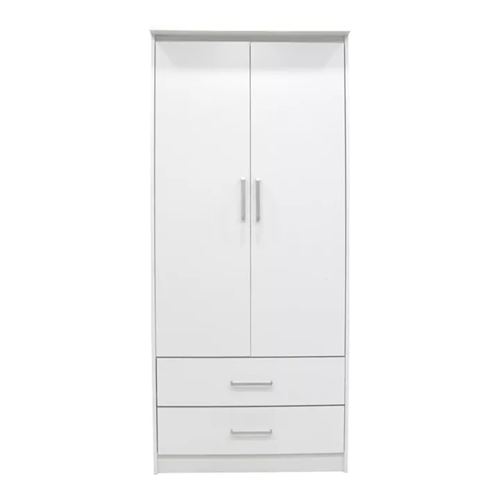 Wardrobe Olympus pakoworld with 2 doors and drawers in white colour 81x57x183