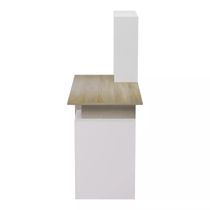 Ofiice desk with a bookshelf and a cabinet Meza pakoworld in sonoma-white color 146.3x55x128.8cm