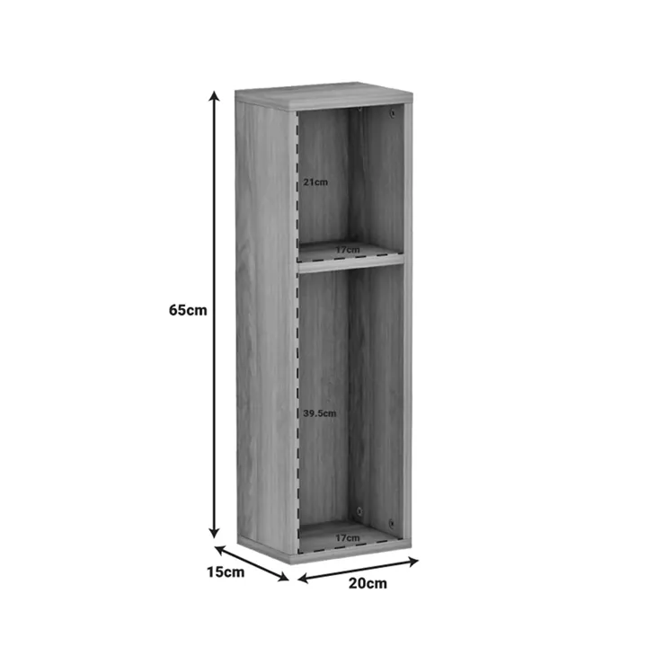 Floor Racks Pakoworld melamine in grey-cemente color 20x15x65cm