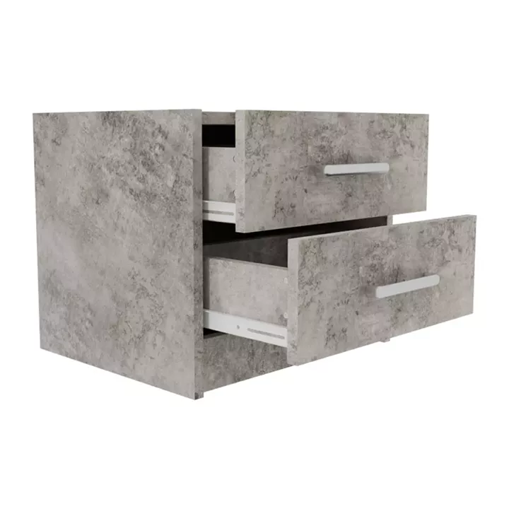 Nightstand Olympus pakoworld with 2 drawers in antique anthracite colour 47.5x40.5x40.5