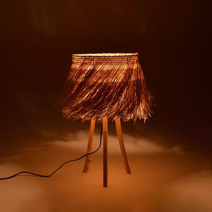 Floor lamp Herfo Inart E27 rattan in natural color D45χ58.8cm