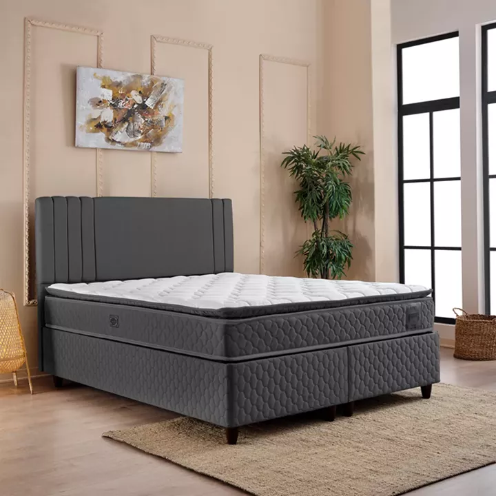 Bed with storage space Lineo pakoworld double boucle in anthracite shade 160x200cm