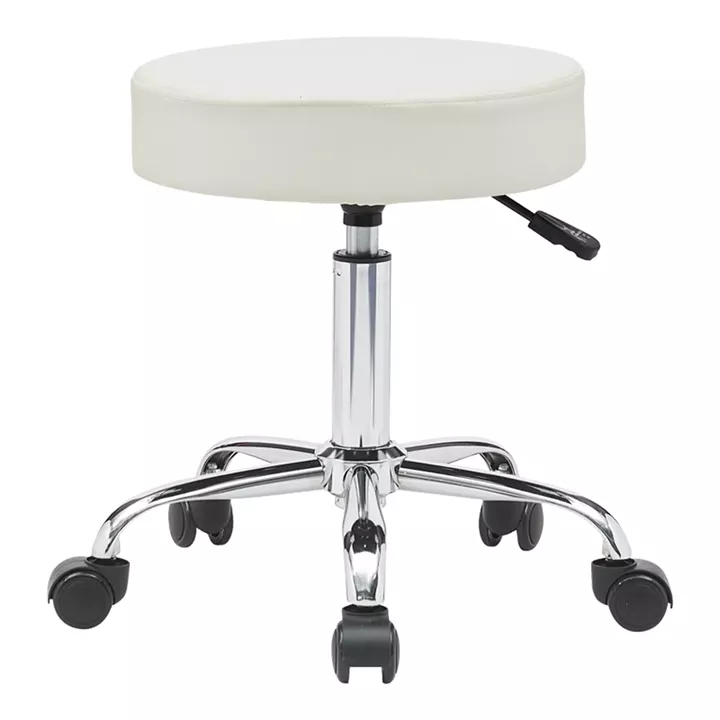 Office-work stool with wheels Uficio pakoworld pu in white shade 46x42x48-64cm