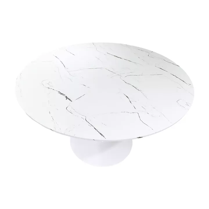 Balou I-Caron dining table set of 5 pakoworld MDF and pp in white-natural shade Φ120x75cm