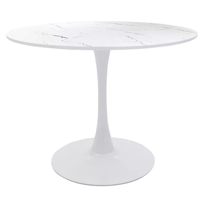 Balou I-Caron dining table set of 5 pakoworld MDF and pp in white-natural shade Φ120x75cm